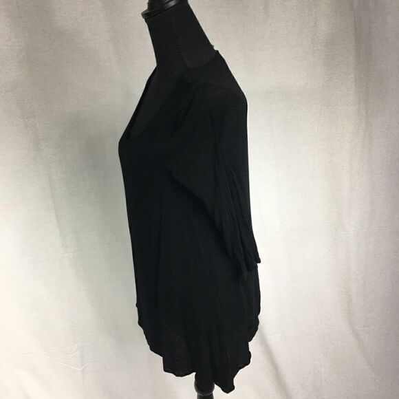 Niche medium black layered long sleeved top rayon polyester soft - Picture 2 of 4